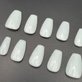 Milky White Shimmer press-on nails featuring Holo Taco's dreamy pearlescent white polish, painted by smll cnvs